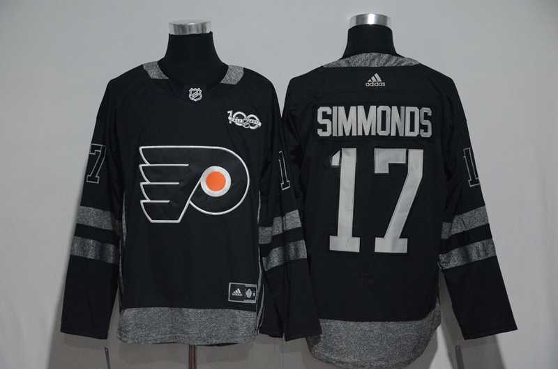 Philadelphia Flyers #17 Wayne Simmonds Black 1917-2017 100th Anniversary Adidas Stitched Jersey